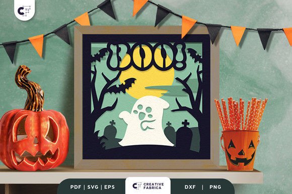 3D Ghost Layered Papercut SVG for Creative Halloween Projects