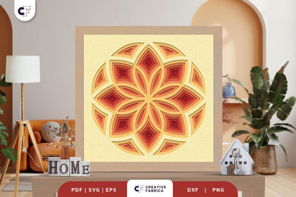 3D Shadow Box Geometric Wheel Paper Cut