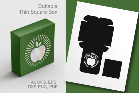 Apple N Sunburst Rays Window Square Box