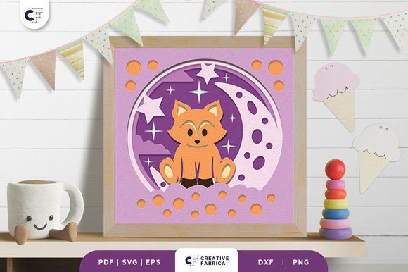 Baby Fox 3D Shadow Box Papercut