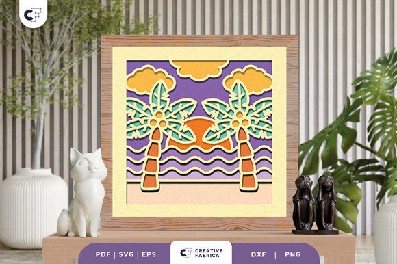 Beach Palm 3D Light Box Papercut: A Creative Way to Bring the Beach Home