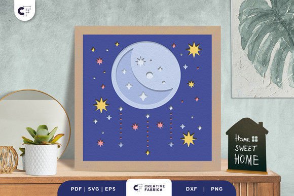Bohemian Moon 3D Shadow Box SVG
