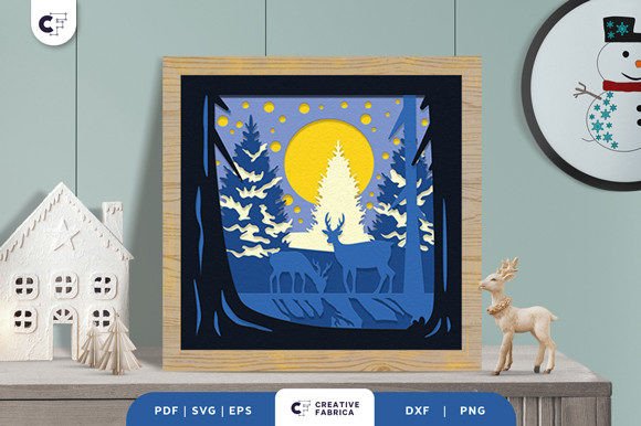 Deer in a Forest Shadow Box Paper Cut: A Masterpiece of Winter Wonder