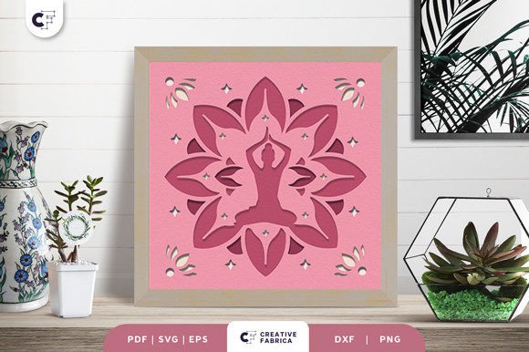 Exploring the Namaste Yoga Pose 3D Shadow Box SVG