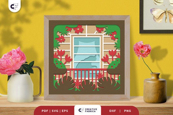Floral Spring Balcony 3D Papercut SVG: A Unique Way to Bring Spring Indoors