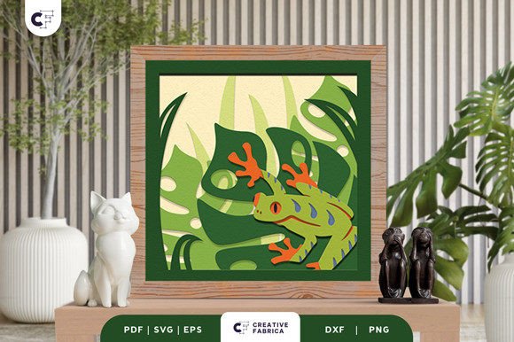 Frog in Tropical Forest 3D Shadow Box