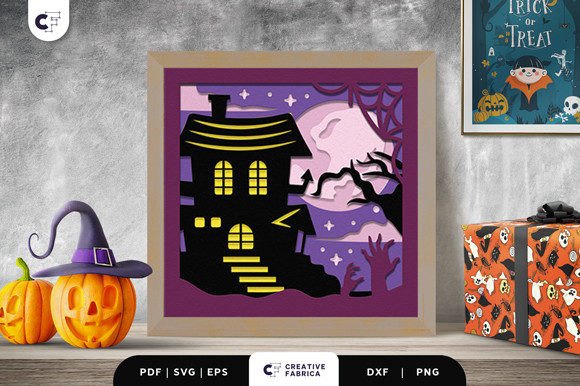 Haunted Castle 3D Paper Cut SVG