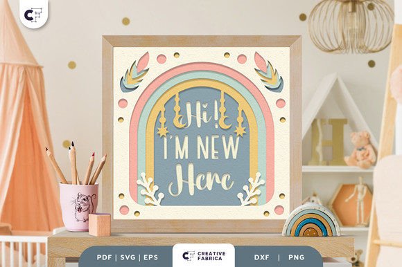 Hi Im New Here Boho Rainbow 3D Papercut
