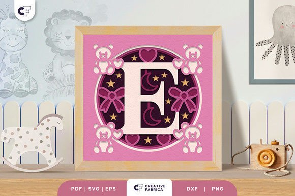 Letters E Baby Girl Alphabet 3D Papercut