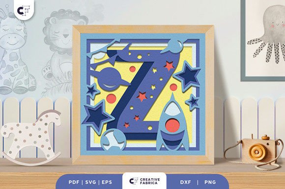 Letters Z Baby Boy Alphabet 3D Papercut