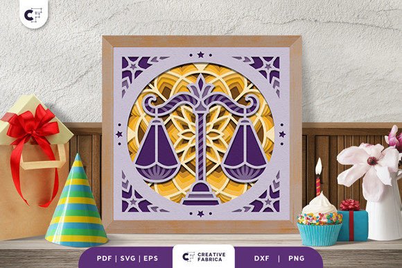 Libra Zodiac Sign 3D Paper Cut SVG