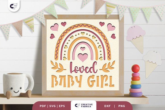 Loved Baby Girl Rainbow 3D Shadow Box