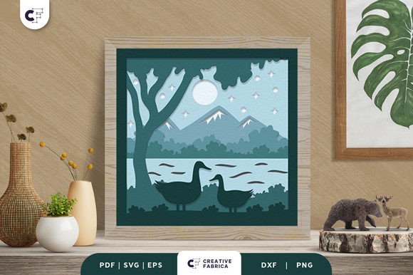 Mama and Baby Goose 3D Shadow Box: A Serene Addition to Your Space