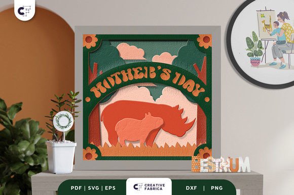 Mama and Baby Rhino 3D Shadow Box: A Unique Mother’s Day Gift Idea