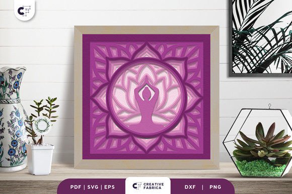 Meditation Yoga Pose 3D Shadow Box SVG