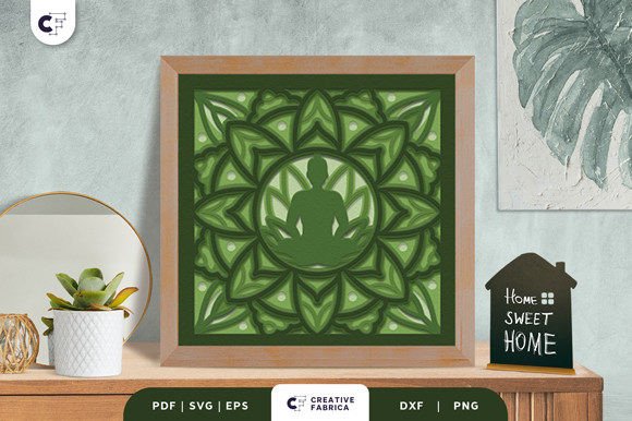 Namaste Pose 3D Shadow Box SVG