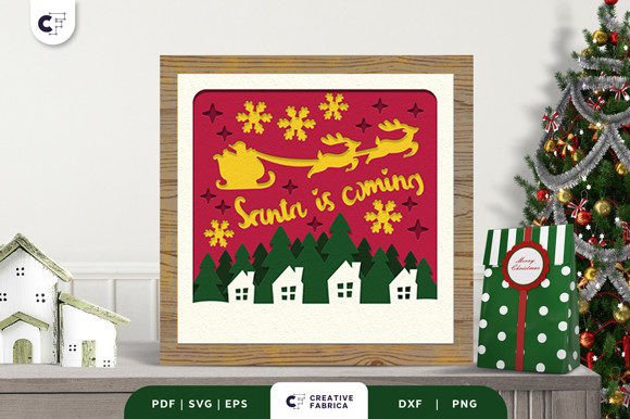 Santa is Coming 3D Shadow Box SVG: A Magical Addition to Your Holiday Decor