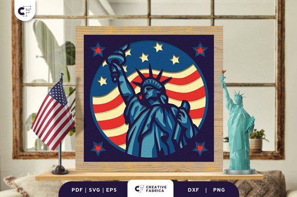 Statue of Liberty 3D Shadow Box SVG