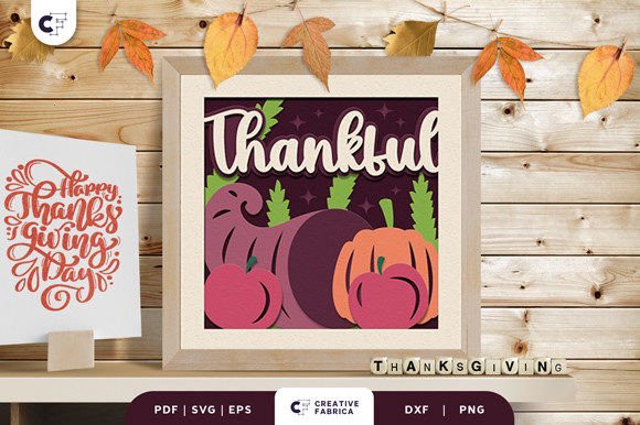 Thankful Cornucopias 3D Paper Cut SVG