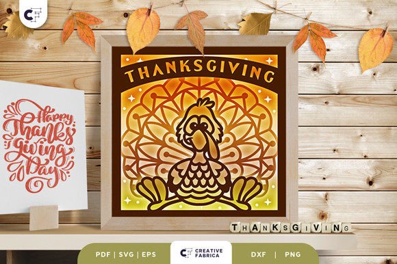 Thanksgiving Turkey 3D Shadow Box SVG