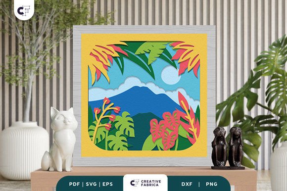 Tropical Jungle 3D Shadow Box Paper Cut: A Nature-Inspired Artistic Creation