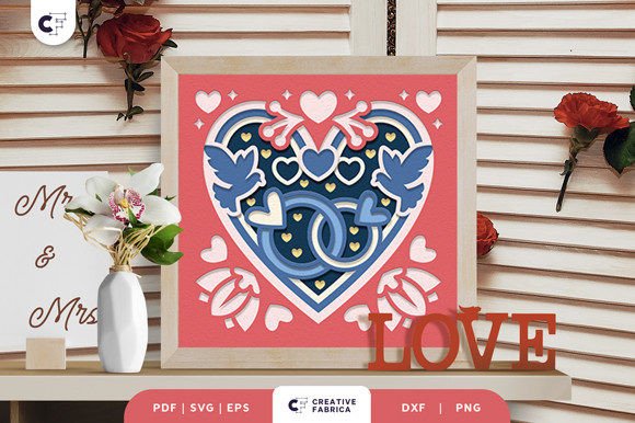 Wedding Rings with Heart Shape 3D SVG